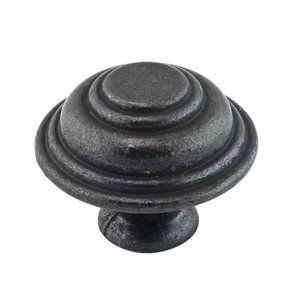 Lot of 7 Traditional Metal Cabinet Knobs Matte Black Iron Country Style NEW